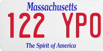 MA license plate 122YP0