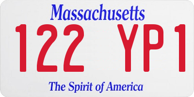 MA license plate 122YP1