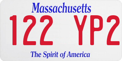 MA license plate 122YP2
