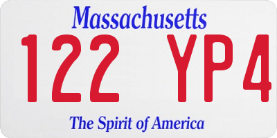 MA license plate 122YP4