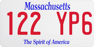 MA license plate 122YP6