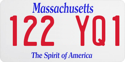MA license plate 122YQ1