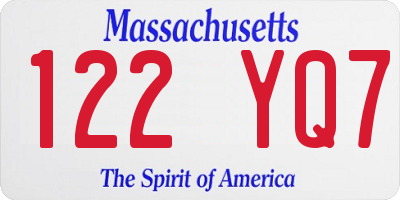 MA license plate 122YQ7
