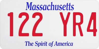 MA license plate 122YR4
