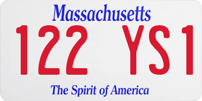MA license plate 122YS1