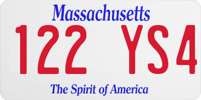MA license plate 122YS4