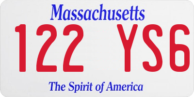 MA license plate 122YS6