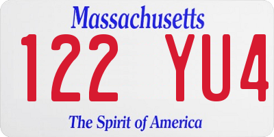 MA license plate 122YU4