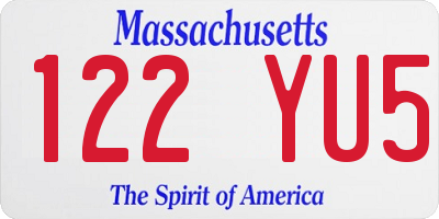 MA license plate 122YU5