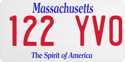MA license plate 122YV0