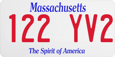 MA license plate 122YV2
