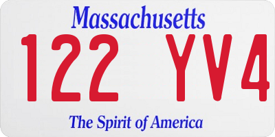 MA license plate 122YV4