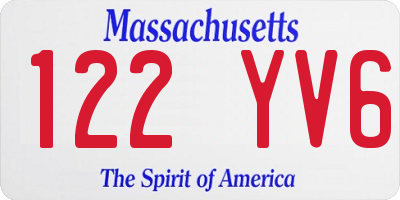 MA license plate 122YV6