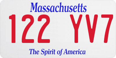 MA license plate 122YV7