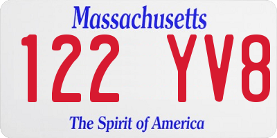 MA license plate 122YV8