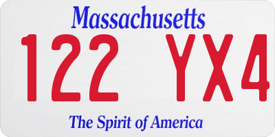 MA license plate 122YX4