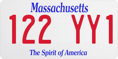 MA license plate 122YY1
