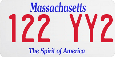 MA license plate 122YY2