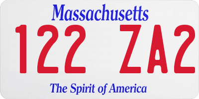 MA license plate 122ZA2