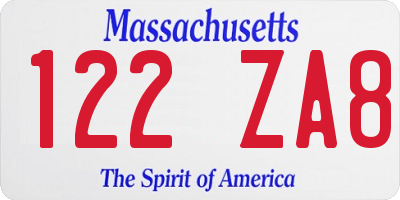 MA license plate 122ZA8