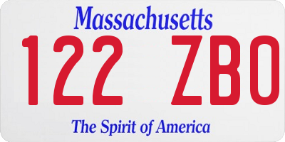 MA license plate 122ZB0