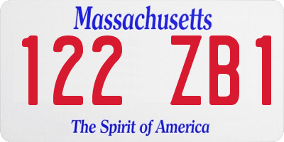 MA license plate 122ZB1