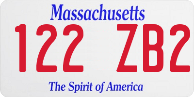 MA license plate 122ZB2