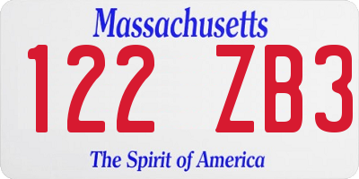 MA license plate 122ZB3