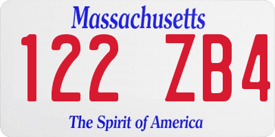 MA license plate 122ZB4