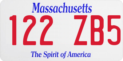MA license plate 122ZB5