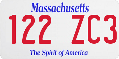 MA license plate 122ZC3