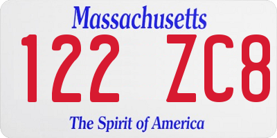 MA license plate 122ZC8
