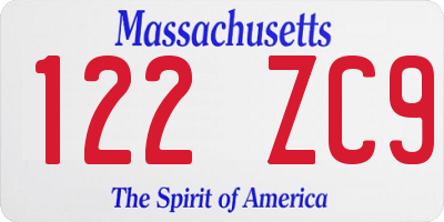 MA license plate 122ZC9