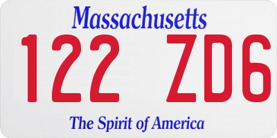 MA license plate 122ZD6