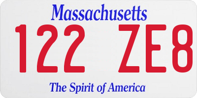 MA license plate 122ZE8