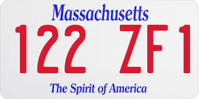 MA license plate 122ZF1