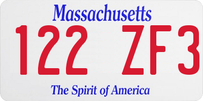 MA license plate 122ZF3