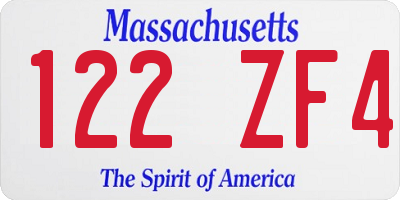 MA license plate 122ZF4