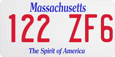 MA license plate 122ZF6