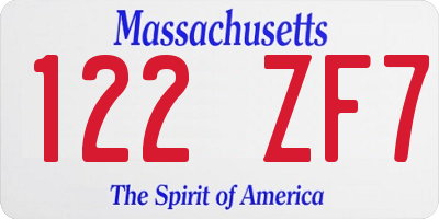 MA license plate 122ZF7