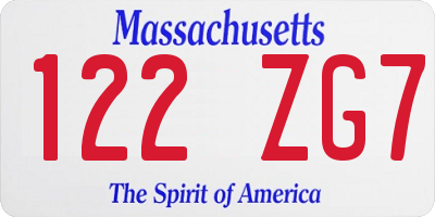 MA license plate 122ZG7
