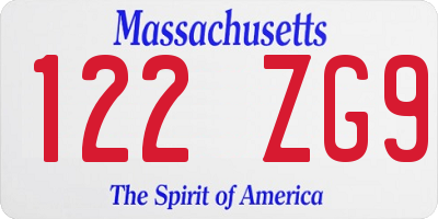 MA license plate 122ZG9