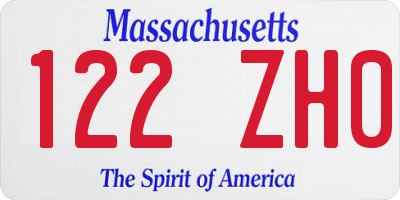 MA license plate 122ZH0