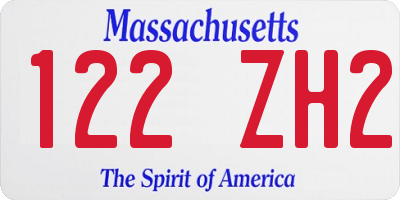MA license plate 122ZH2