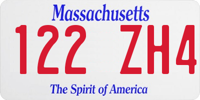 MA license plate 122ZH4