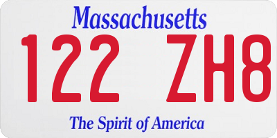 MA license plate 122ZH8