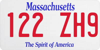 MA license plate 122ZH9