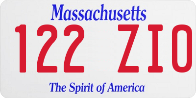 MA license plate 122ZI0