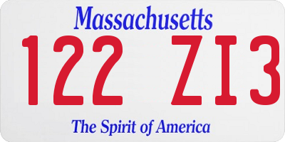 MA license plate 122ZI3