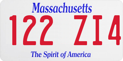 MA license plate 122ZI4
